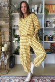 Patrick Plaid Brushed Cotton Edwardian Blouse Soft Ochre